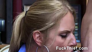 Burglar With Small Tits Gets Blackmailed And Dominated By Female Officer In Hardcore Doggy