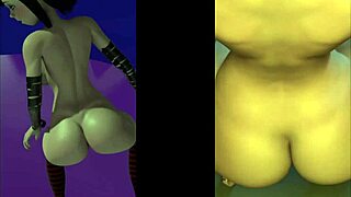 In a cartoon porn scene, big boobed Fatty and curvy Mavis shows off her big boobs and bubble butt