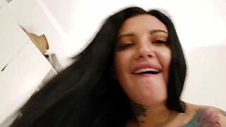 Tattooed beauty POV video bareback pussy riding & blowjob