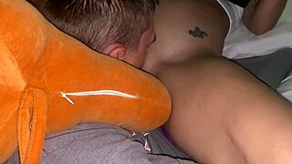 Skinny Brunette Licks Pussy to Intense Orgasm While Watching Lesbian Porn