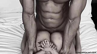 She caught the muscular bodybuilder bathing in the shower