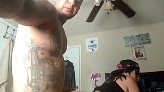 Tattooed couple engages in everyday activities together.