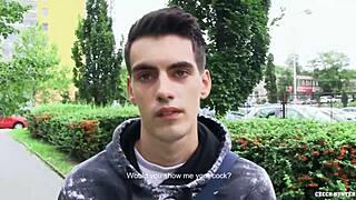 rough outdoor spanking and sucking cock in czech hunter