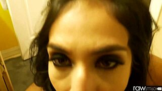 in the garage, this skinny brunette teen gets bent over and punished with a monster cock, riding and blowing it raw in a wild interview.