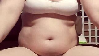 in a homemade pov, a pornstar amateur explores white lingerie and bare feet with toes