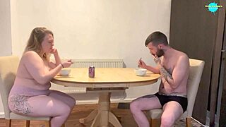 Naked Breakfast Date With Tattooed Babe And Friend
