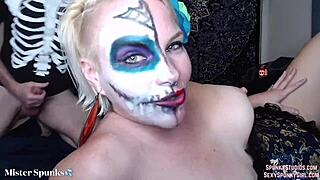 Topless teen 18+ neighbor gets facial after hard riding and ass pounding