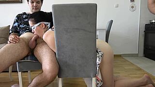 My stepdaughter used her feet to jerk me off and gave me her ass until I came