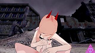 Denji Power Chainsaw Man Hentai: Intense Blowjob, Handjob, and Cumshot Action