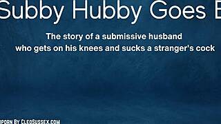 Submissive husband sucks big cock eagerly