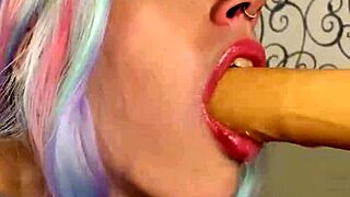 tied cutie sucks cock while dildo fuck machine pounds her