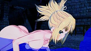 dr stone hentai - kohaku gives boobjob and handjob in japanese asian manga anime game