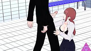 Bold Hentai Sex With Makima Aki Hayakawa Blowjob Handjob Cumshot