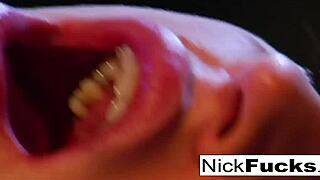 Nick Manning fucks the smoking slut's pussy and ass hard, giving her a cumshot