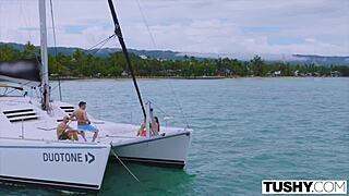 Avery and Stefany swap boyfriends for anal fun