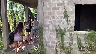 Stepsister gives sloppy blowjob, takes messy facial cumshot.