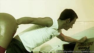 Brunette Lisa Rose enjoys food-covered anal sex with big boobs bouncing