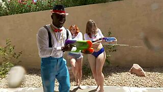 summer juice party with redhead and blonde