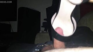 teen gets cumshot on feet during shoefuck fetish