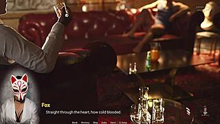 Blonde milf sucks cock in cartoon game, swallows cum on big tits.