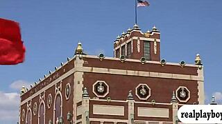 Oh Wow, These Naked Babes Swing Wildly Outdoors with Brunette and Blonde Passion!