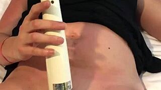 Intense pleasure builds as cum slut uses hitachi for explosive masturbation orgasm