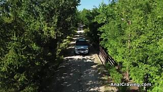 Blonde Babe Sucks Cock On Rooftop Before Anal Fuck