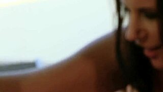 Sexy brunette engages in intense anal sex on the terrace at sunrise