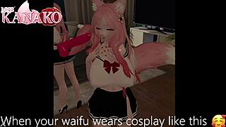 catgirl enjoys her cosplay outfit in anime style