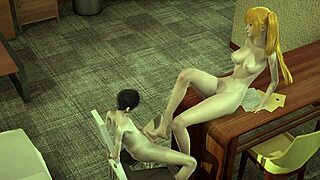 Asuka uses feet for footjob on bondage teen 18+ until cumshot