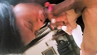 Sloppy Blowjob On Big Black Cock With Deepthroat Sucking