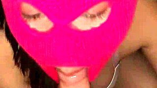 Teen Girlfriend Delivers Intense Sloppy Blowjob in Ski Mask POV with Amateur Friend.