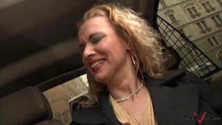 Three hot amateurs sneak a guy into the car for stockings cowgirl riding and cumshot threesome