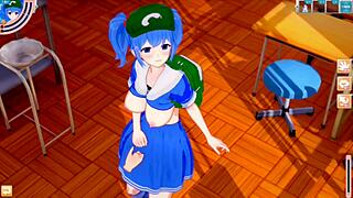 Why not rub Nitori's huge tits in this Touhou hentai game? 3D CG anime with endless boob squeezing.