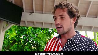 Tiny blonde stepsister Gianna Gem explores lesbian pleasures with brunette in group orgasm scene