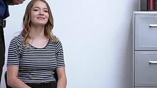 Horny teen shoplifter gets doggystyle punishment