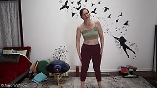 sexy milf teaches me a yoga lesson with her shaved pussy