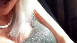 Amazing Blonde Fingers Herself to Orgasm in Public Car