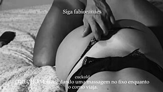 Hotwife giving a massage to the handyman.