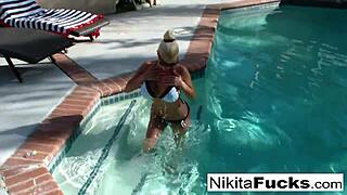 hot blonde nikita von james masturbates her wet pussy in home movie