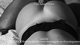 Hotwife giving a massage to the handyman.