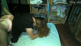 He sucks my dick, then I fuck the slut doggystyle in her pink thong?