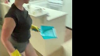 Nympho Naomi fucks as sexy maid with shaved pussy and big boobs