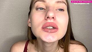 drooling spit play with sexy tongue?