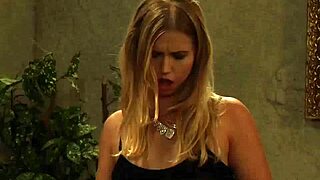 Bound lady orgasms from pussy licking.