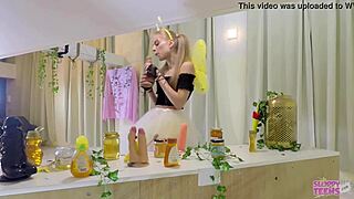 Hey, Petite Bee Girl Licks Honey and Sucks Hard Cocks!