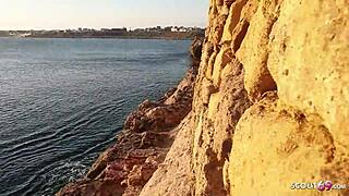 real mature german amateur couple pees and fucks on the beach during vacation