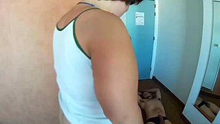 I step on my boyfriend's balls and cock, masturbate him with feet in domination fetish, making him submissive, his cock is mine