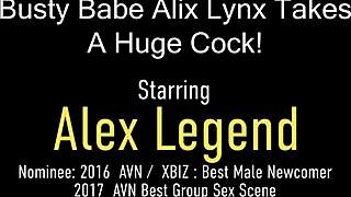 Alix Lynx takes Alex Legend's shaft in her lingerie.