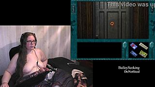 naked bbw brunette with piercing tattoo plays haunted carousel fetish game